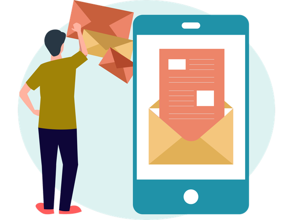 Man open mail inbox  Illustration