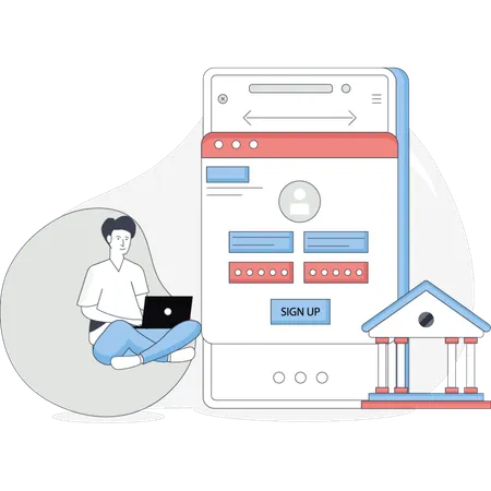 Man opening bank account  Illustration