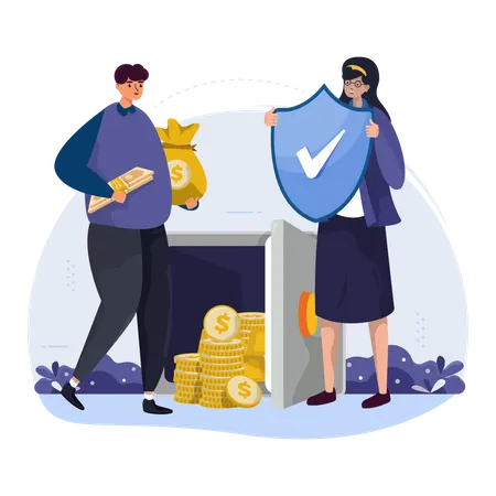 Man opening fix deposit  Illustration