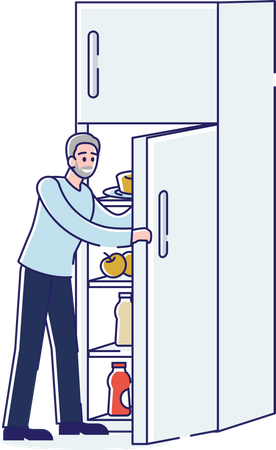 Man opening fridge  Illustration