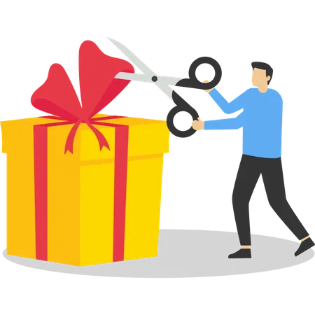 Man opening gift  Illustration