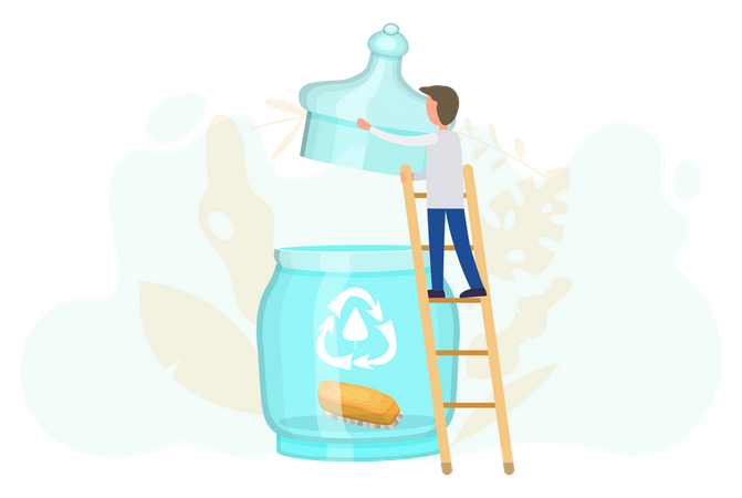 Man opening glass jar  Illustration