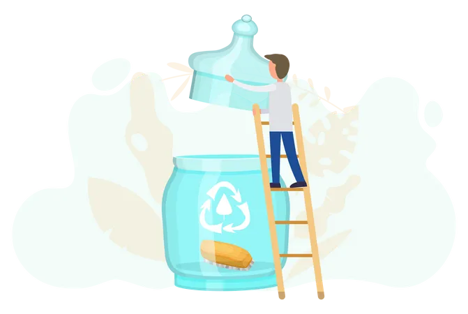 Man opening glass jar  Illustration