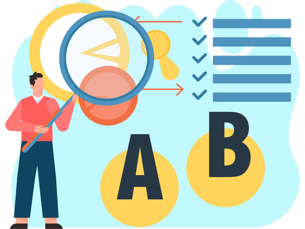 Man optimising ab testing  Illustration