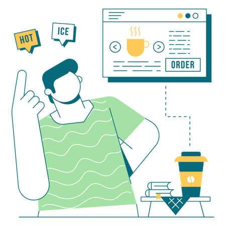 Man ordering coffee  イラスト