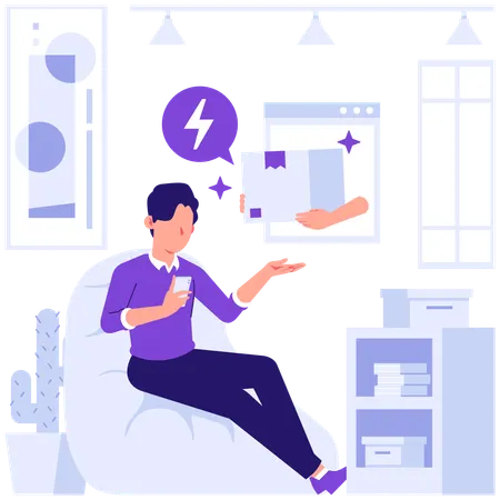 Man ordering express delivery  Illustration