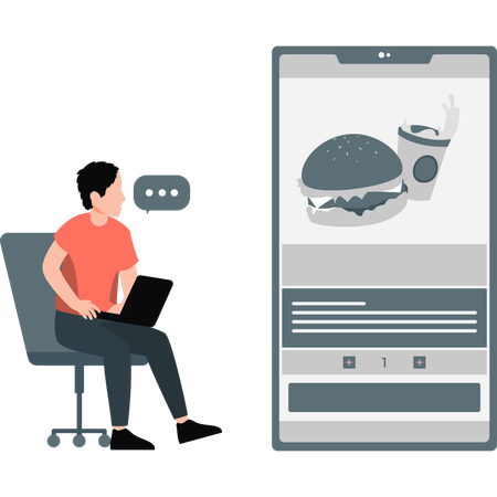 Man ordering food online  Illustration