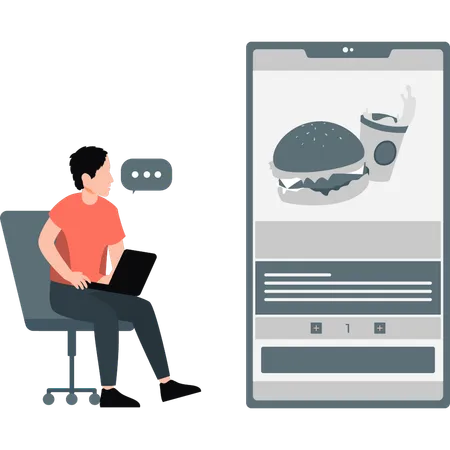 Man ordering food online  Illustration