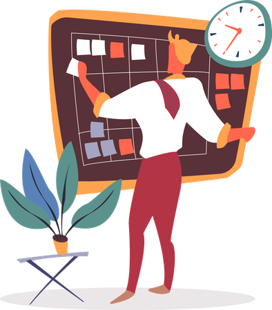 Man Organizing Tasks Appointment Management  Illustration