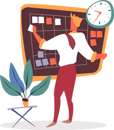 Man Organizing Tasks Appointment Management  Illustration