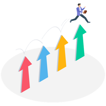 Man overcoming business uncertainity  Illustration