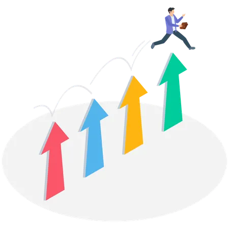 Man overcoming business uncertainity  Illustration