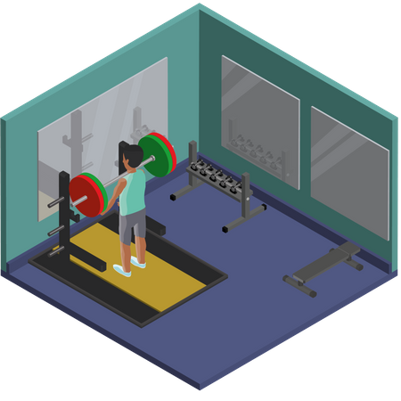 Man Overhead Pressing at the Gym Illustration