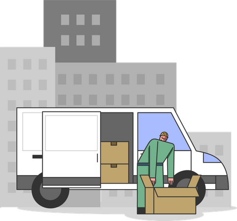 Man packing boxes for delivery  Illustration