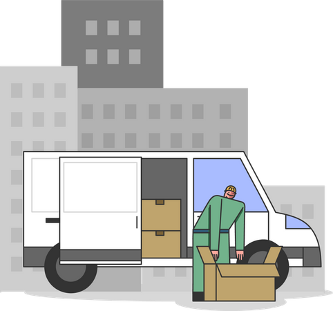 Man packing boxes for delivery  Illustration