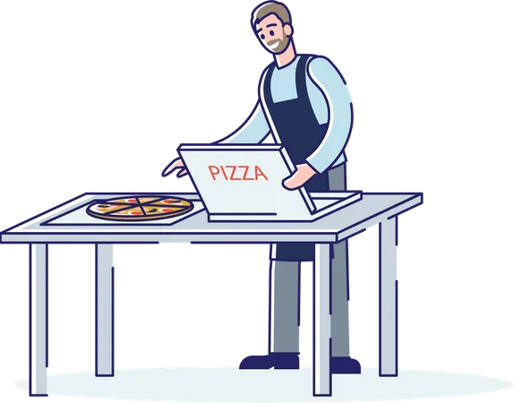 Man Packing Pizza  Illustration