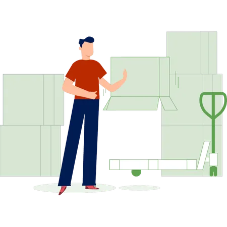 Man packing the packages  Illustration