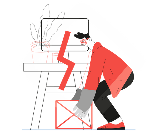 Man packing things in box  Illustration