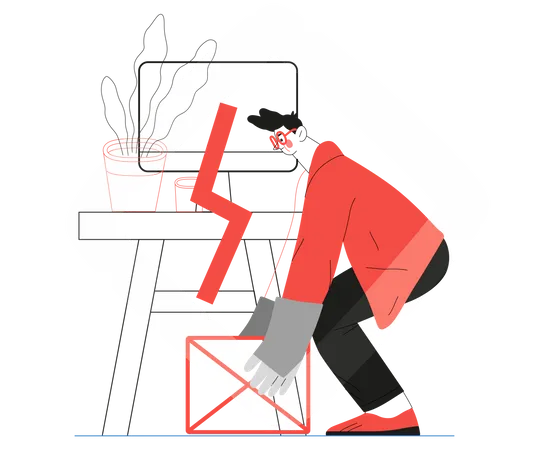 Startup Illustration Flat Line Vector Modern Concept Illustration Of A Young Man Startup Metaphor Concept Of Building New Business Planning And Strategy Teamwork And Management Company Processes Illustration