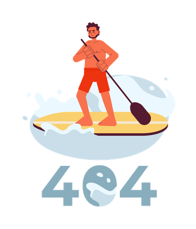 Man paddle boarding on lake error 404  일러스트레이션
