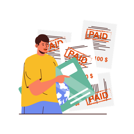 Man paid payment using card  Illustration