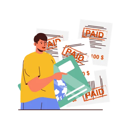 Man paid payment using card  Illustration