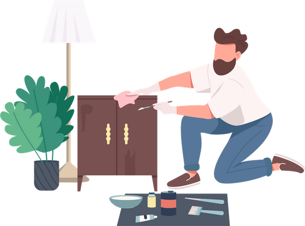 Man paint cabinet Illustration