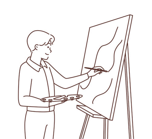 Man painting  Illustration