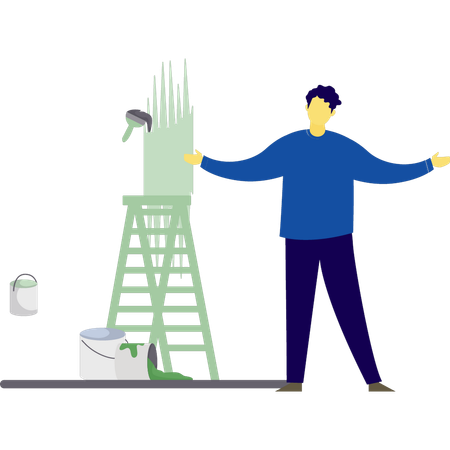 Man painting the wall  Illustration