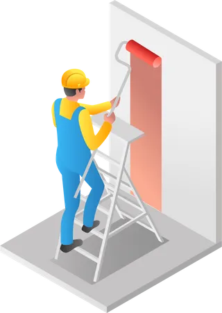 Man painting the wall Illustration