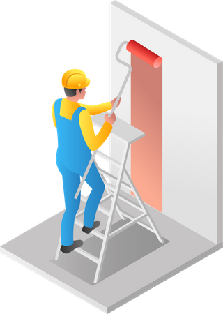 Man painting the wall  Illustration