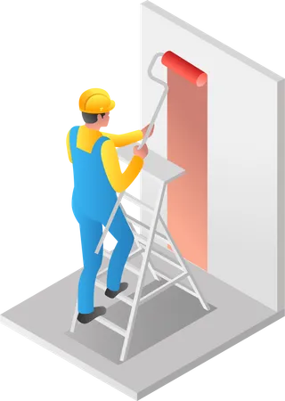 Man painting the wall  Illustration