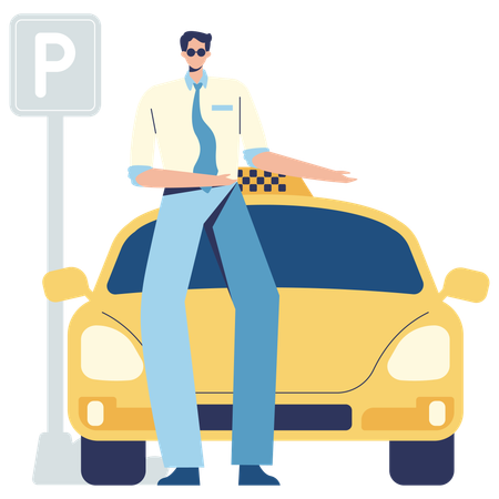 Man parking car at parking spot  Illustration