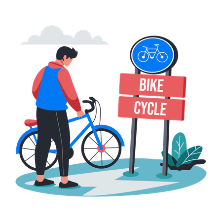 Man parking cycle  Illustration