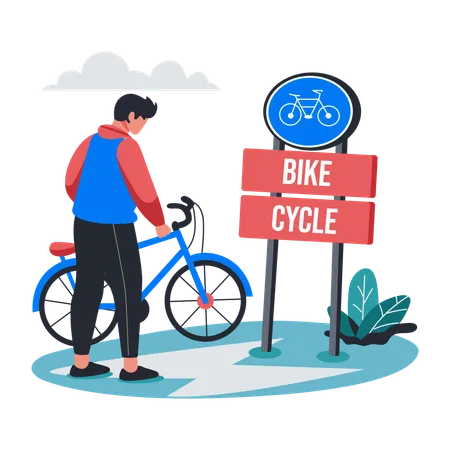 Man parking cycle  Illustration