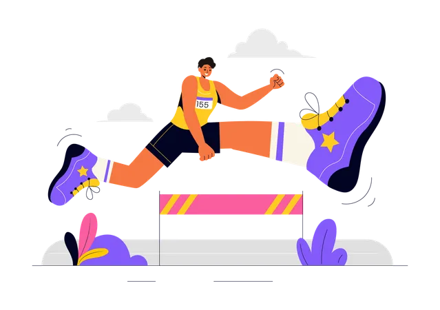 Man participate in Long jump competition  Illustration