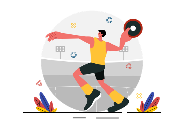 Man participates in Discus throw championship  Illustration