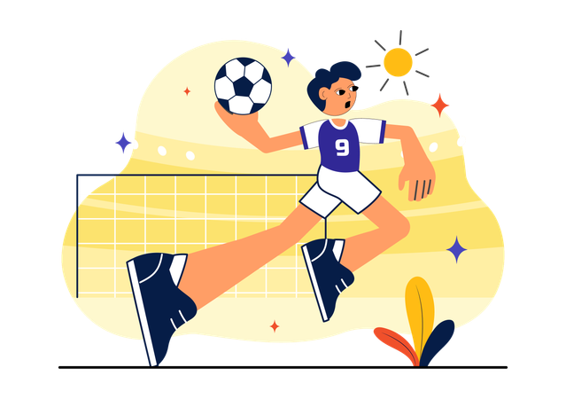 Man participates in Handball Sports  Illustration