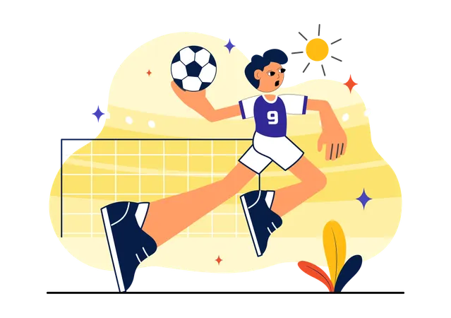 Man participates in Handball Sports  Illustration