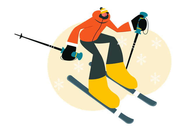 Man participates in skiing competition  Illustration