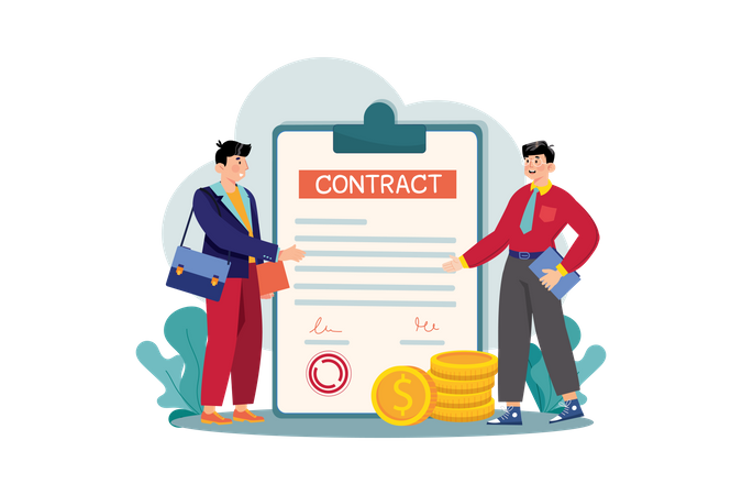 Man partners signed a contract Illustration