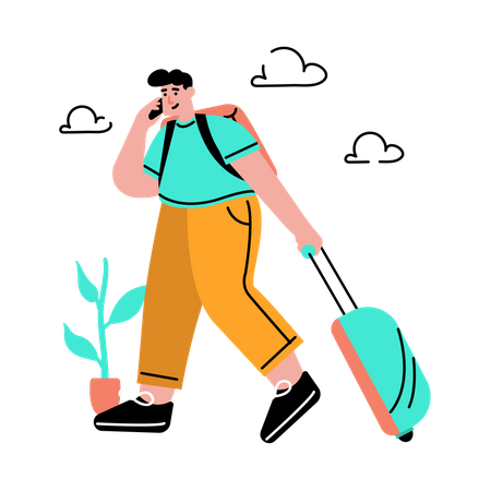 Man passenger carrying a suitcase  Illustration