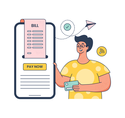 Man pay shopping bill via card payment  Illustration