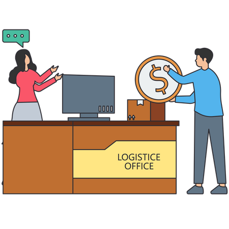 Man paying at logistic counter  Illustration