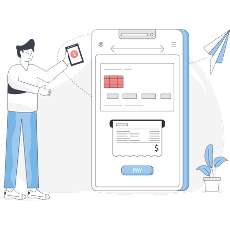Man paying bill online  Illustration