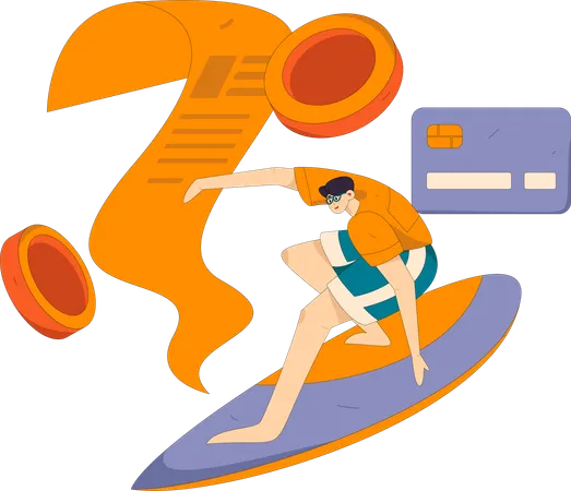 Man paying bill using credit card  Illustration