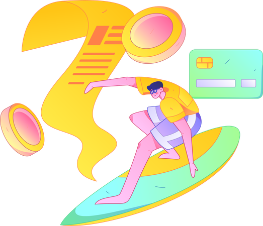 Man paying bill using credit card  Illustration