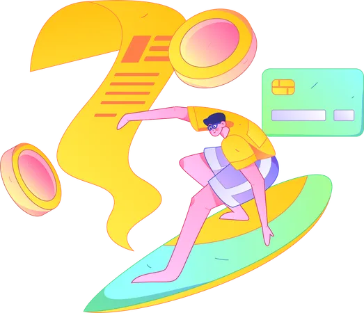 Man paying bill using credit card  Illustration