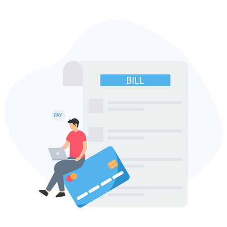 Man paying bill via Card  Illustration