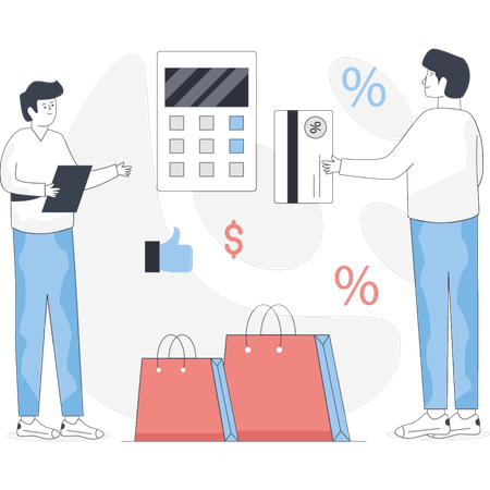 Man  paying bill with EDC machine  Illustration